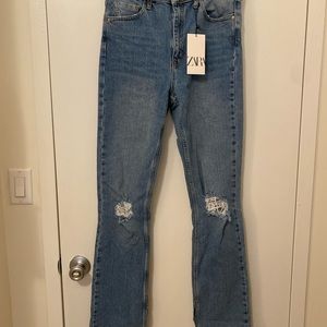 Zara Flare Ripped Jeans